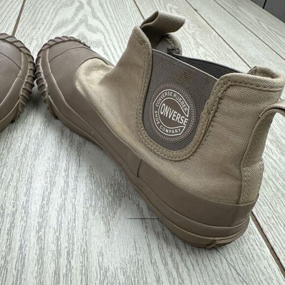 Converse 6.5 US Converse Big C Sidegore Rubber Hi High Cut Sneakers Khaki 1SC667 - Picture 8 of 12